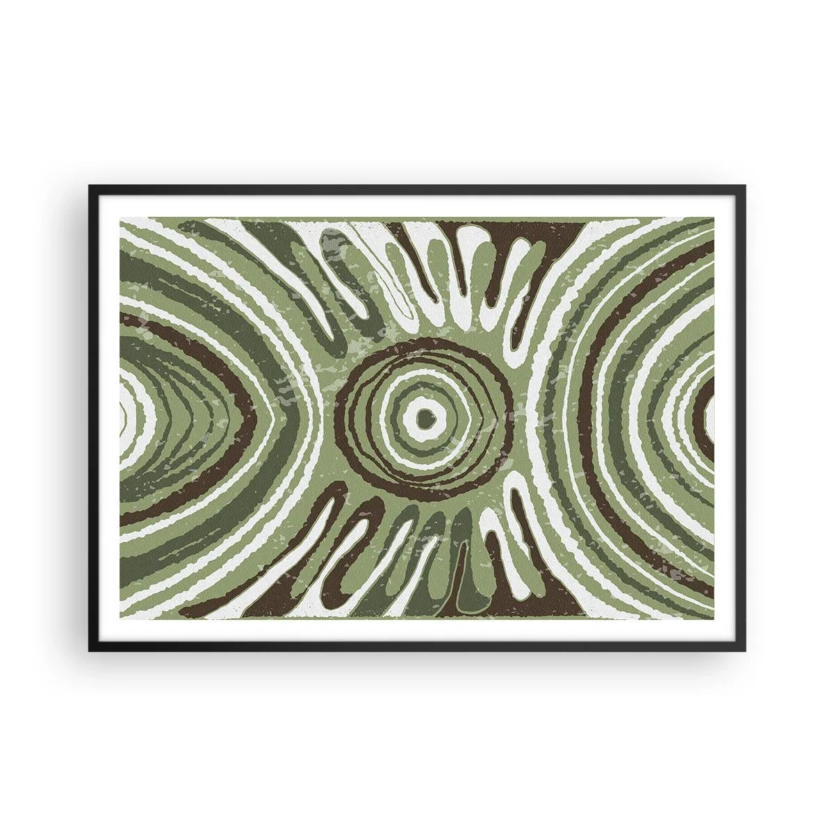 Poster in cornice nera - Motivi astratti nelle tonalità del verde e del marrone - 100x70cm - Esplosione di emozioni - Decorazione murale moderna per soggiorno e camera da letto ARTTOR