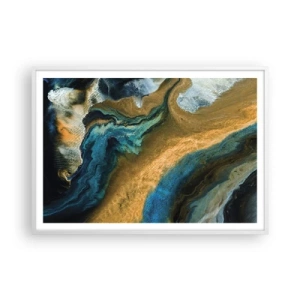 Poster in cornice bianca - Blu-oro: influenza reciproca - 100x70 cm