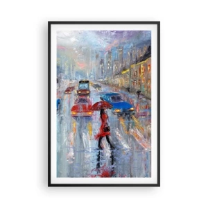 Poster in cornice nera - Pomeriggio di pioggia in città - 61x91 cm