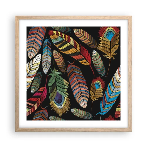 Poster in cornice rovere chiaro - Il carnevale degli uccelli - 50x50 cm