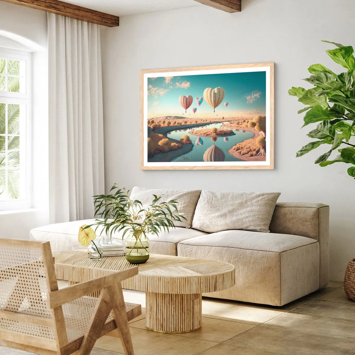 Poster in cornice rovere chiaro - L'amore permette di volare - 100x70 cm