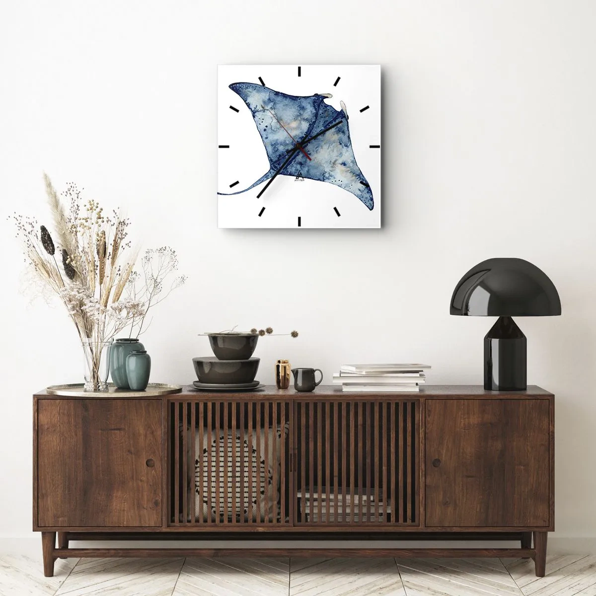 Orologio da parete - Orologio in Vetro - Vita nel blu - 30x30 cm