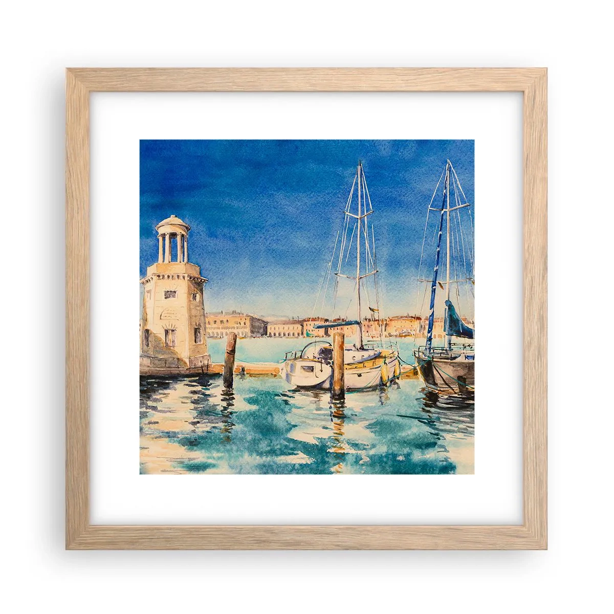 Poster in cornice rovere chiaro - La laguna assolata - 30x30 cm