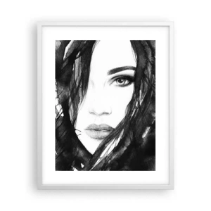 Poster in cornice bianca - Ritratto di donna in bianco e nero - 40x50 cm
