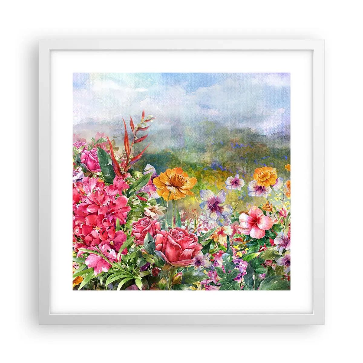 Poster in cornice bianca - Il giardino impazzito - 40x40 cm