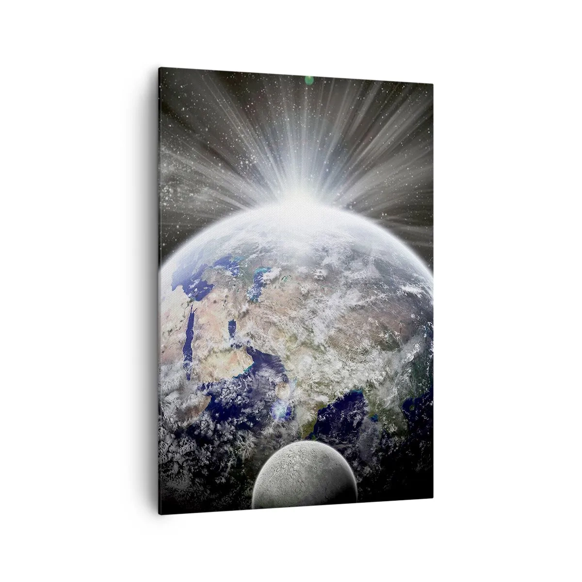 Quadro su tela - Stampe su Tela - Terra e Luna illuminate dal bagliore dello spazio - 70x100cm - In pieno splendore - Decorazione murale moderna per soggiorno e camera da letto ARTTOR