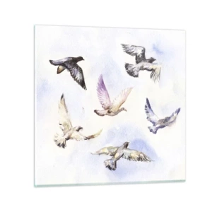 Quadro su vetro - Libertà in grigio e blu - 50x50 cm