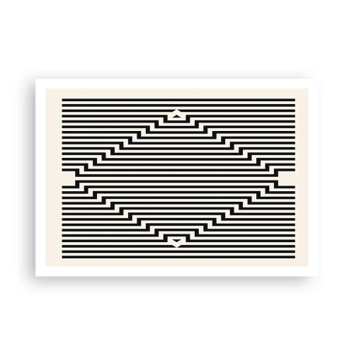 Poster - Linee bianche e nere che creano un effetto di illusione geometrica - 100x70cm - Illusione geometrica - Decorazione murale moderna per soggiorno e camera da letto ARTTOR