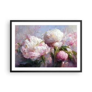 Poster in cornice nera - Romantici fiori di peonia in colori pastello - 70x50cm - Un bouquet pieno di vita - Decorazione murale moderna per soggiorno e camera da letto ARTTOR