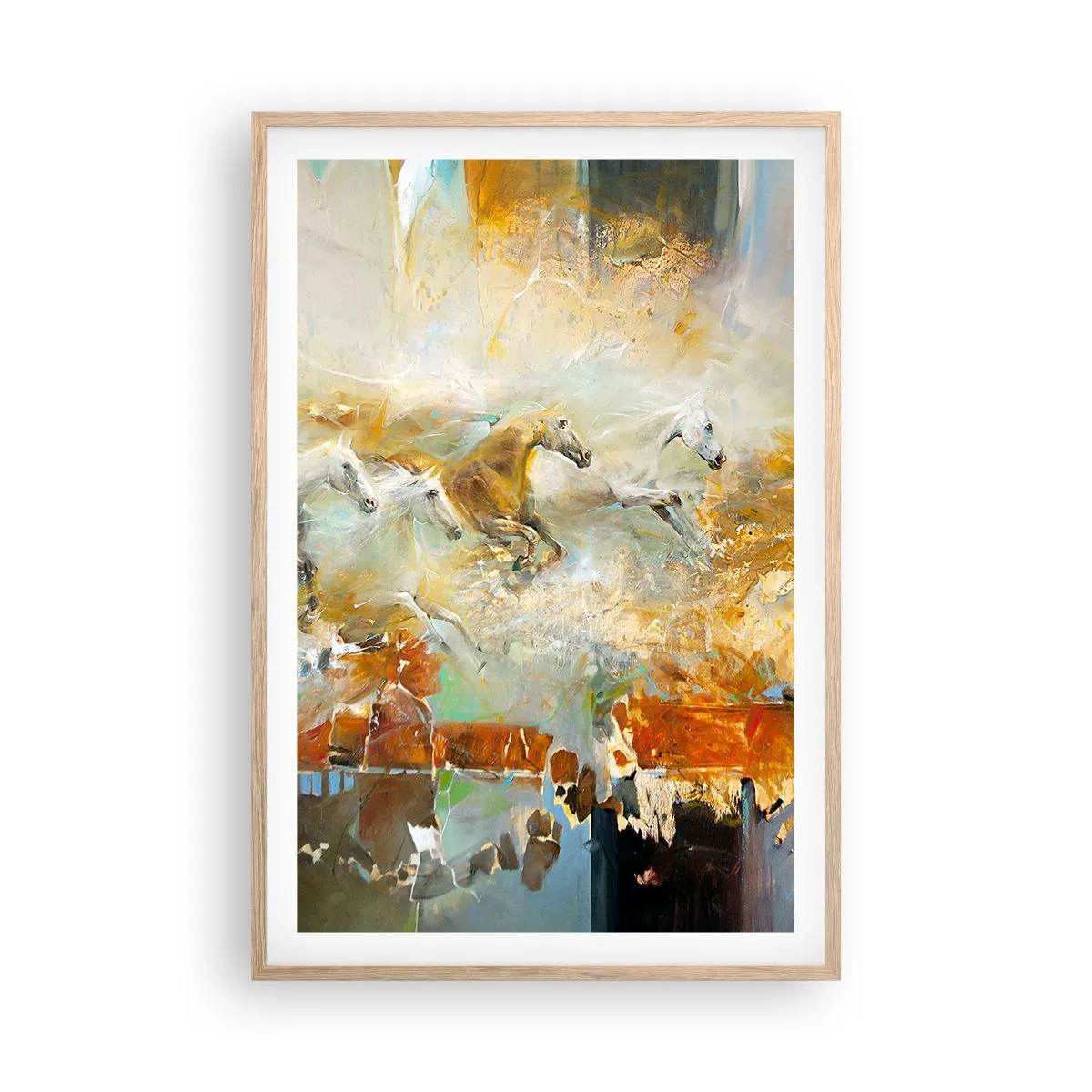 Poster in cornice rovere chiaro - Al galoppo attraverso la luce - 61x91 cm