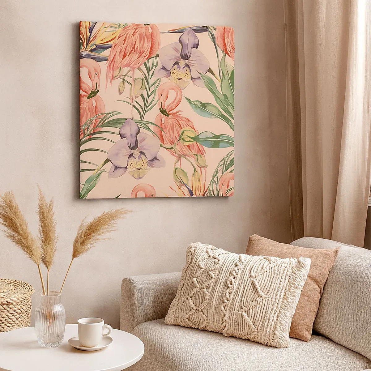 Quadro su tela - Stampe su Tela - Un ballo rosa nei fiori - 30x30 cm