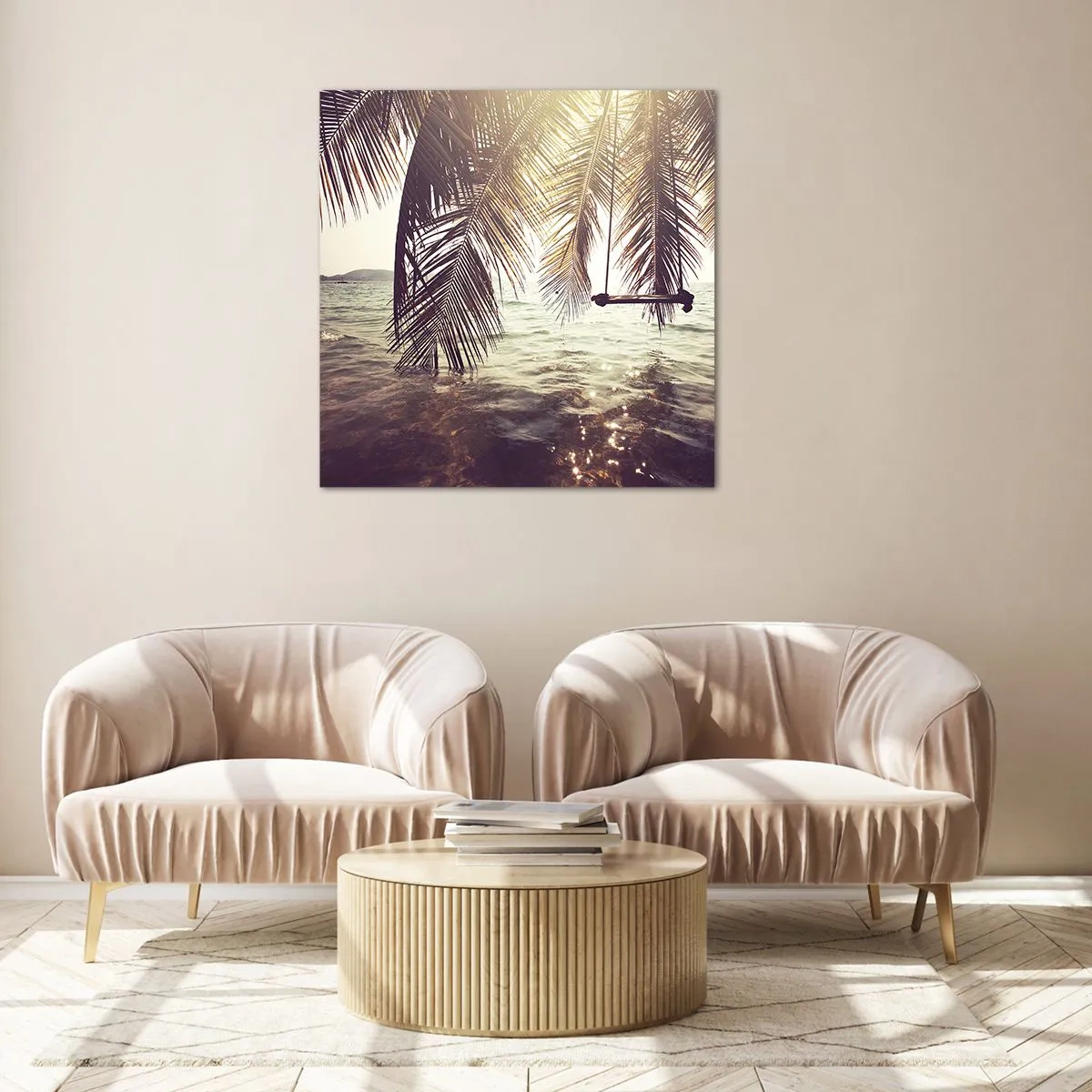 Quadro su vetro - Si può dondolare tra le nuvole a volontà - 50x50 cm