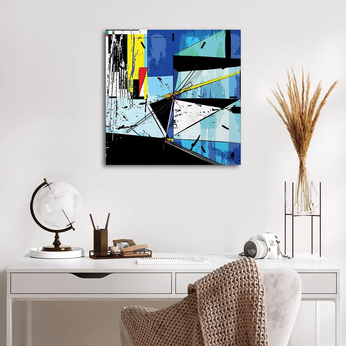 Orologio da parete - Orologio in Vetro - Guardando il mondo da un'angolazione... - 40x40 cm