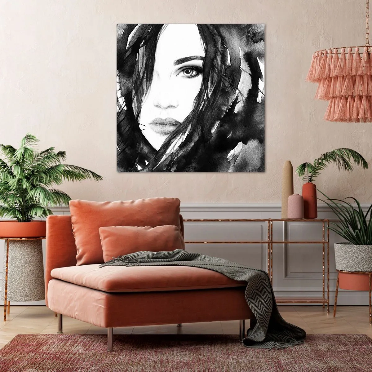 Quadro su tela - Stampe su Tela - Ritratto di donna in bianco e nero - 30x30 cm
