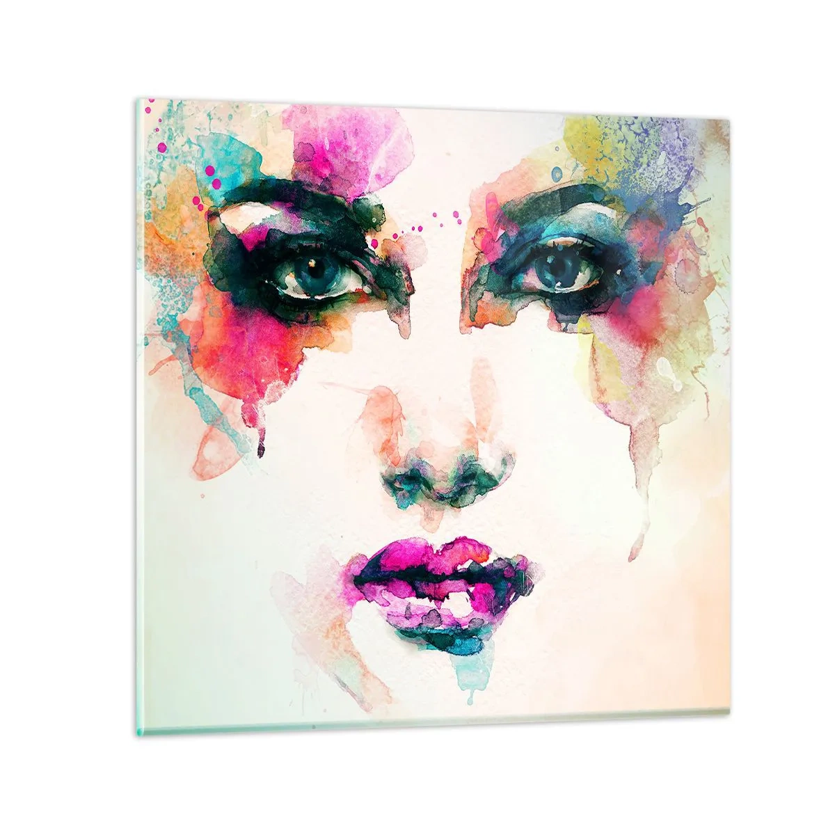 Quadro su vetro - Un ritratto dipinto dall'arcobaleno - 60x60 cm