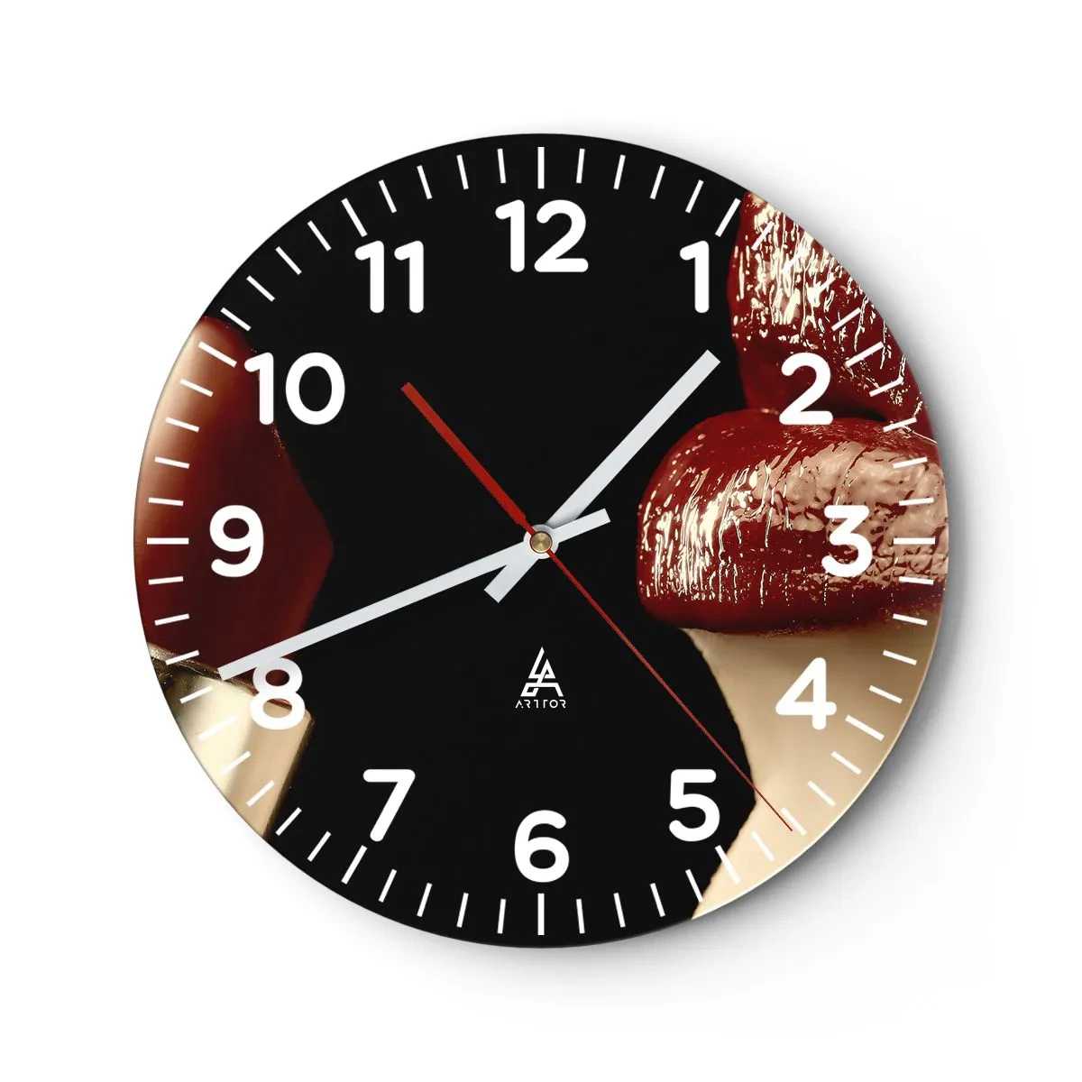 Orologio da parete - Orologio in Vetro - Sensualità e splendore del carminio - 40x40 cm
