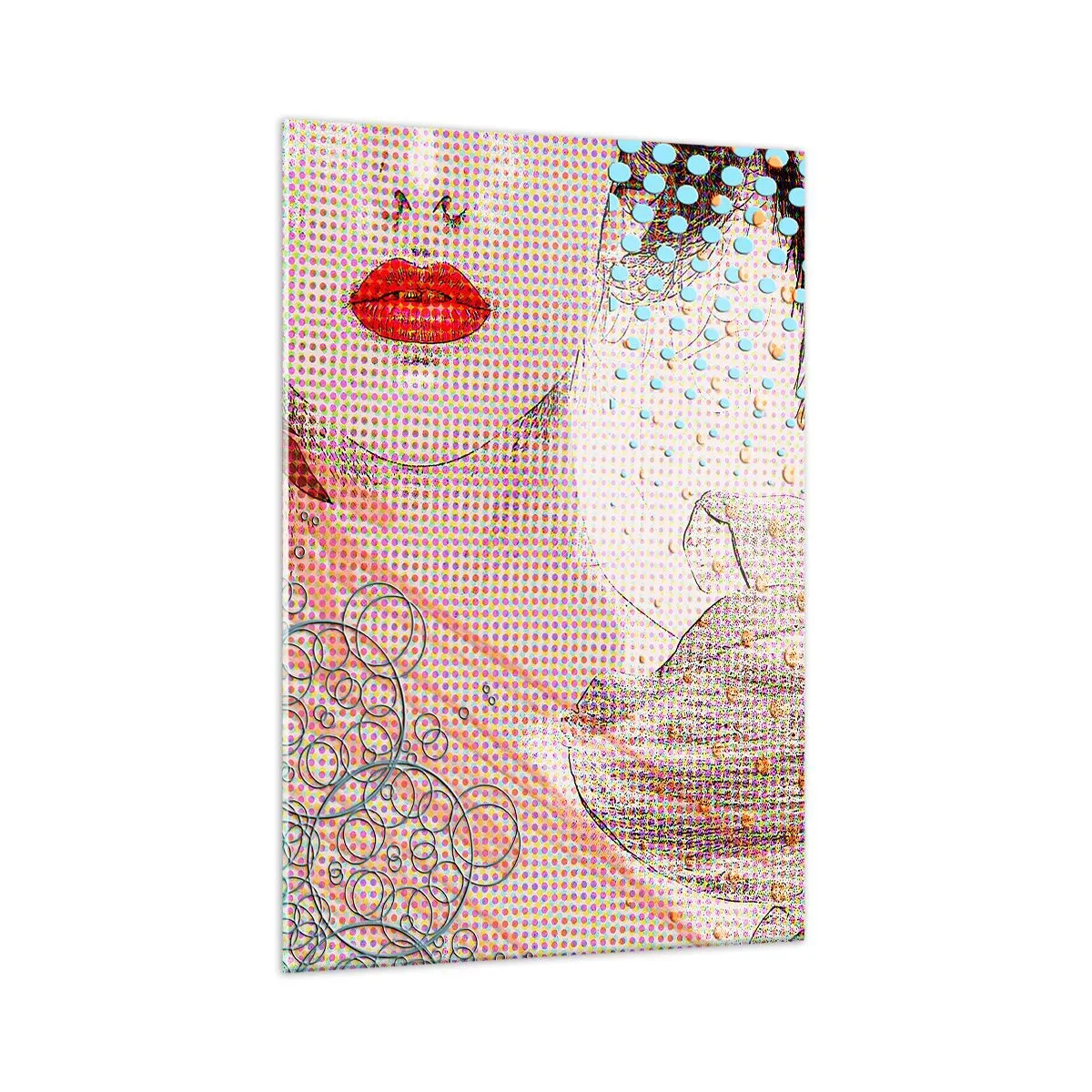 Quadro su vetro - Opera d'arte astratta con motivo di bocca e orchidea - 70x100cm - Eroina dei fumetti - Decorazione murale moderna per soggiorno e camera da letto ARTTOR