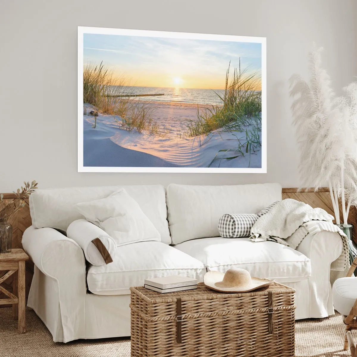 Poster - Rumore del mare, uccelli che cantano, spiaggia selvatica tra i cespugli... - 40x30 cm