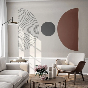 Fotomurali Premium Canvas - Figure geometriche astratte in colori caldi - 100x70cm - Al centro dell'attenzione - Decorazione murale moderna per soggiorno e camera da letto ARTTOR