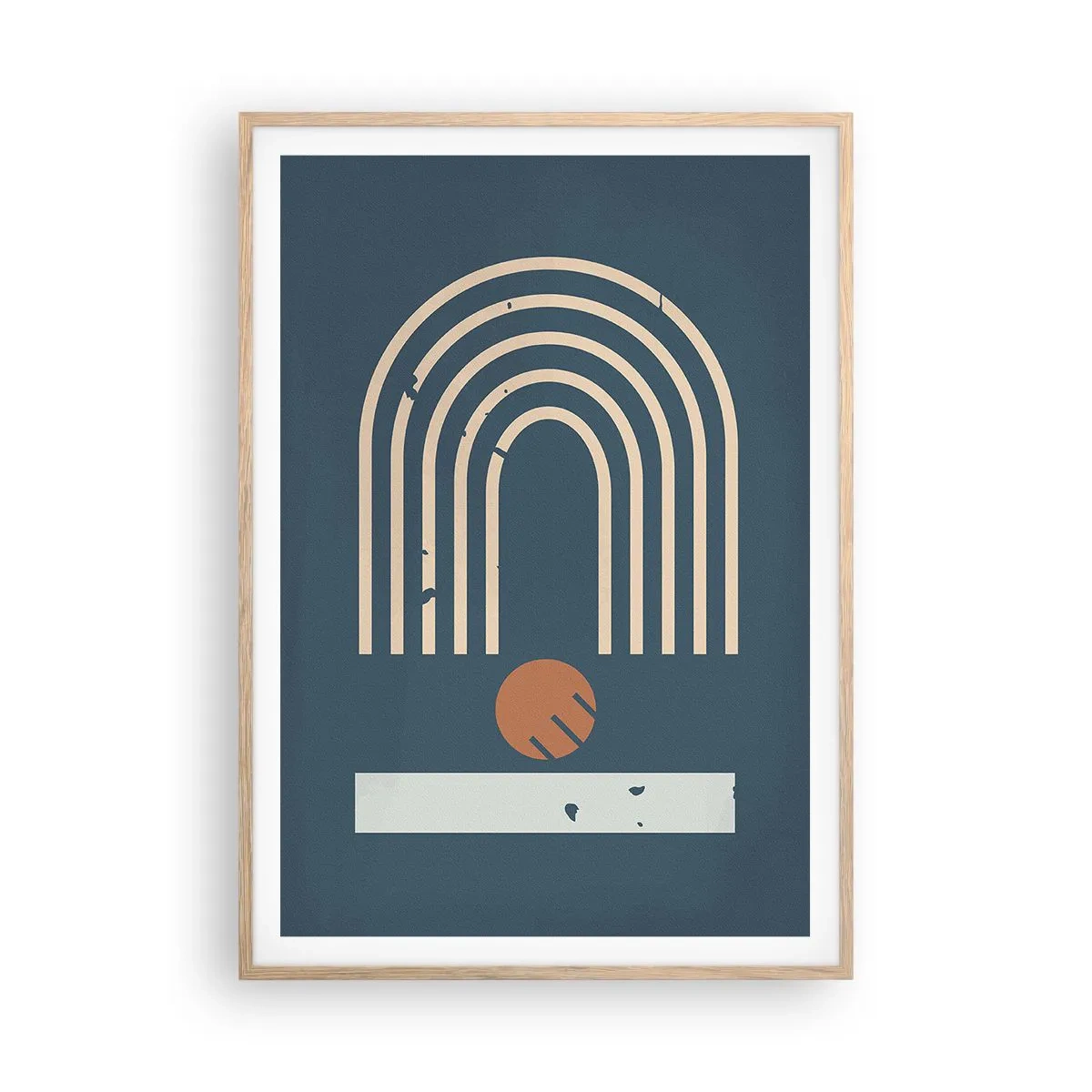 Poster in cornice rovere chiaro - Geometria in blu - 70x100 cm