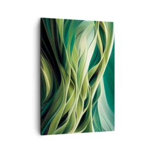 Quadro su tela - Stampe su Tela - Linee dinamiche nelle tonalità del verde - 50x70cm - Gioco astratto in verde - Decorazione murale moderna per soggiorno e camera da letto ARTTOR