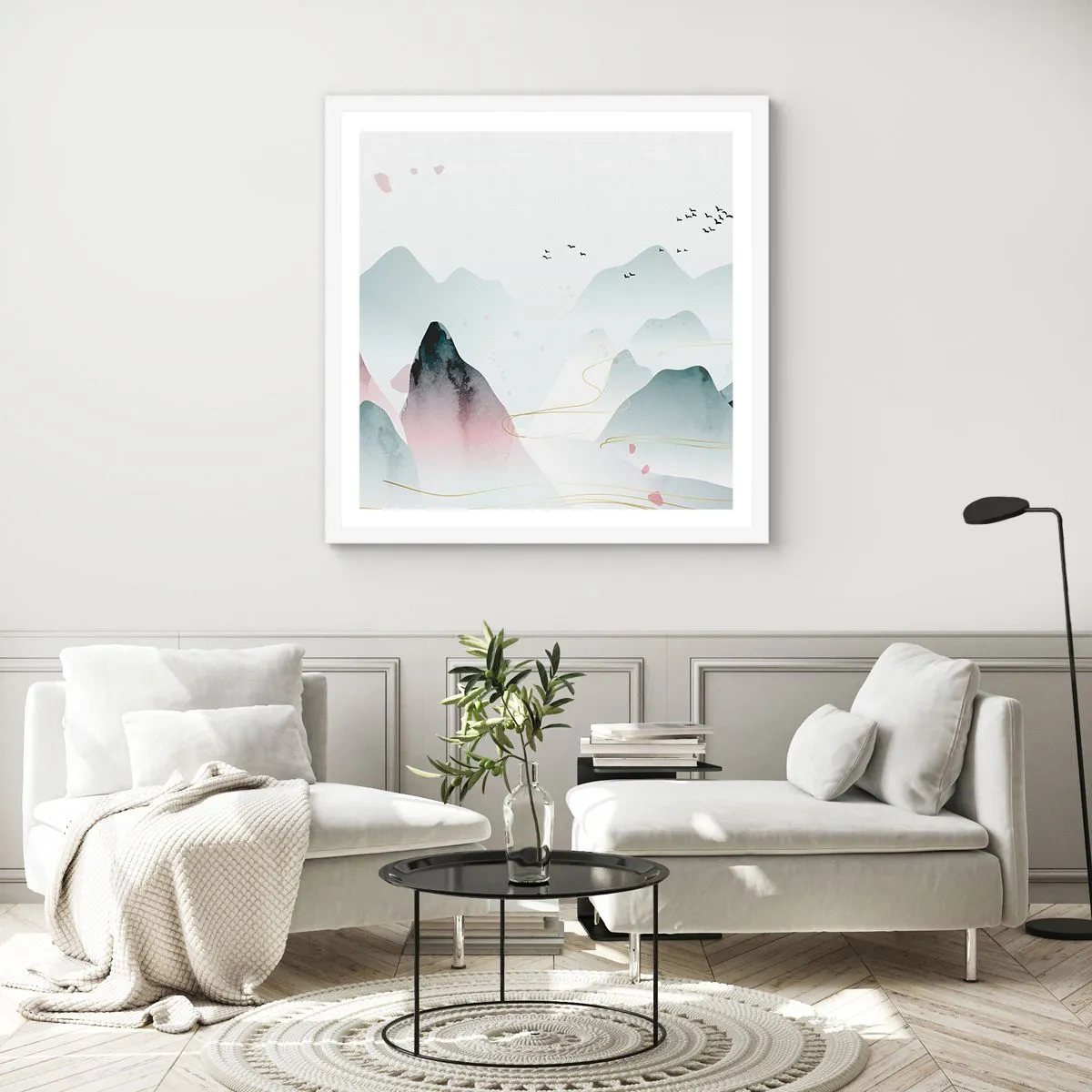 Poster in cornice bianca - Oltre le cime - 50x50 cm