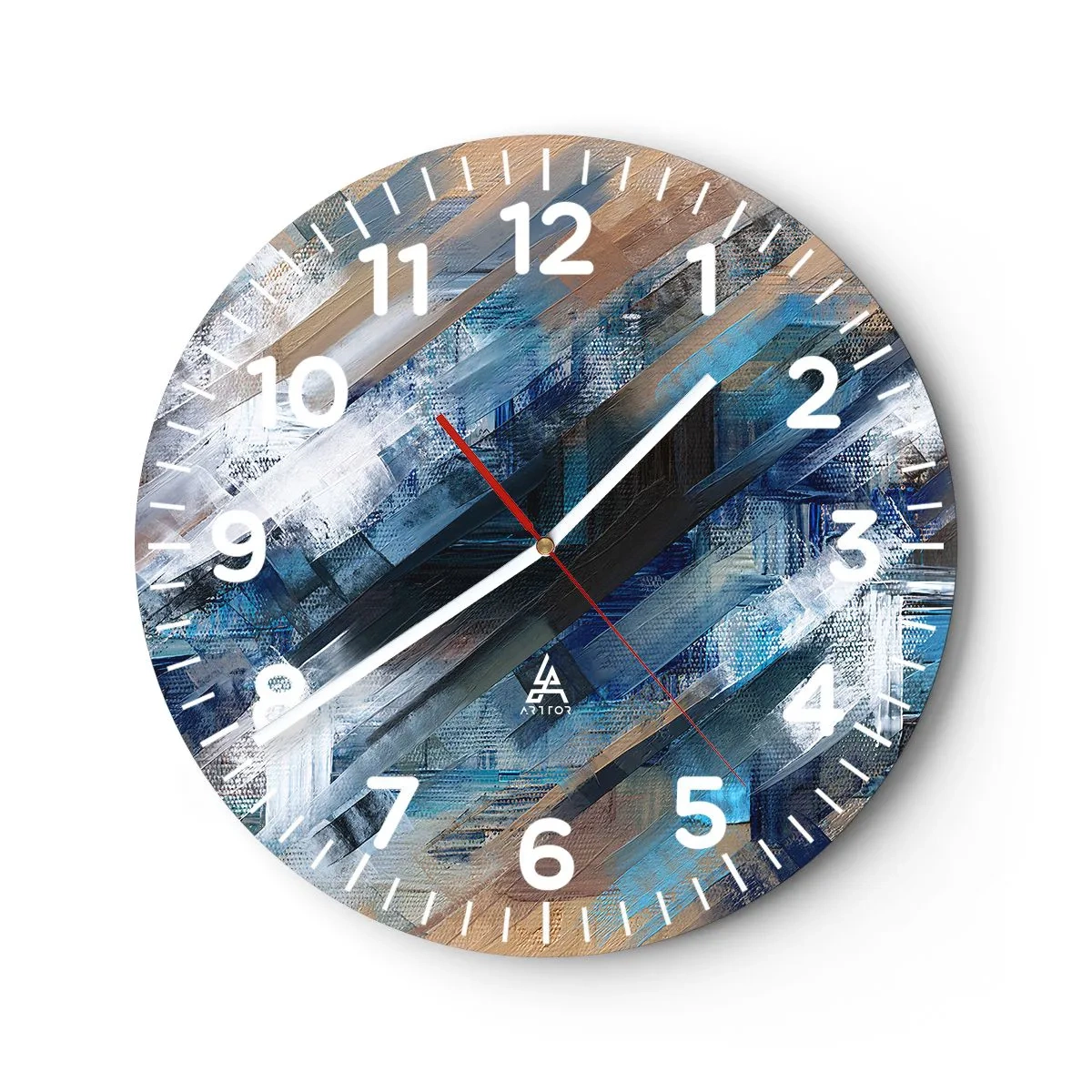 Orologio da parete - Orologio in Vetro - Sulla diagonale blu - 40x40 cm