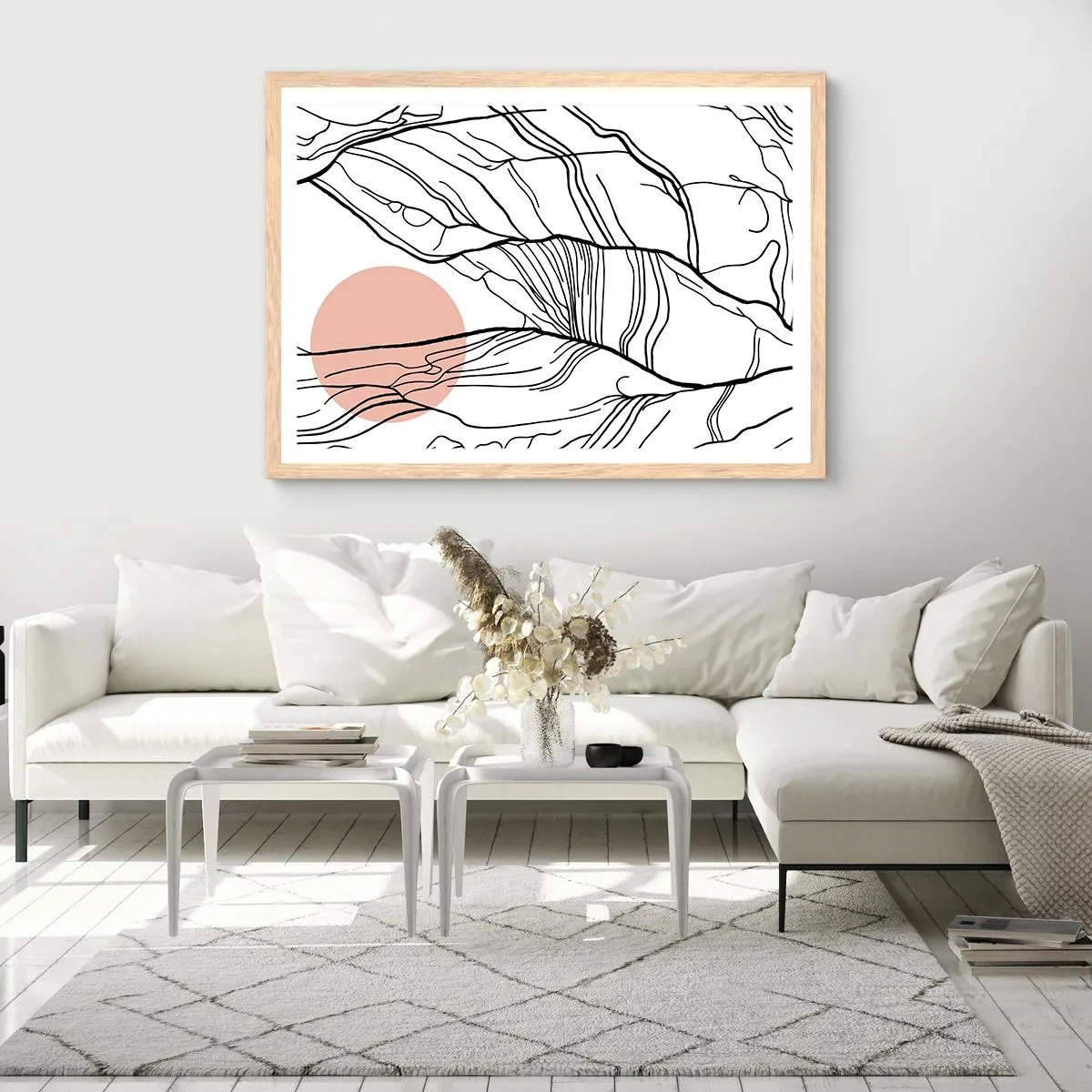 Poster in cornice rovere chiaro - Nella rete dei rami - 100x70 cm