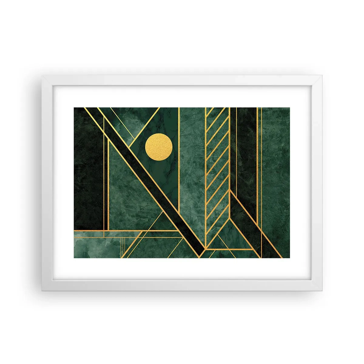 Poster in cornice bianca - Dinamica di oro e azzurro - 40x30 cm