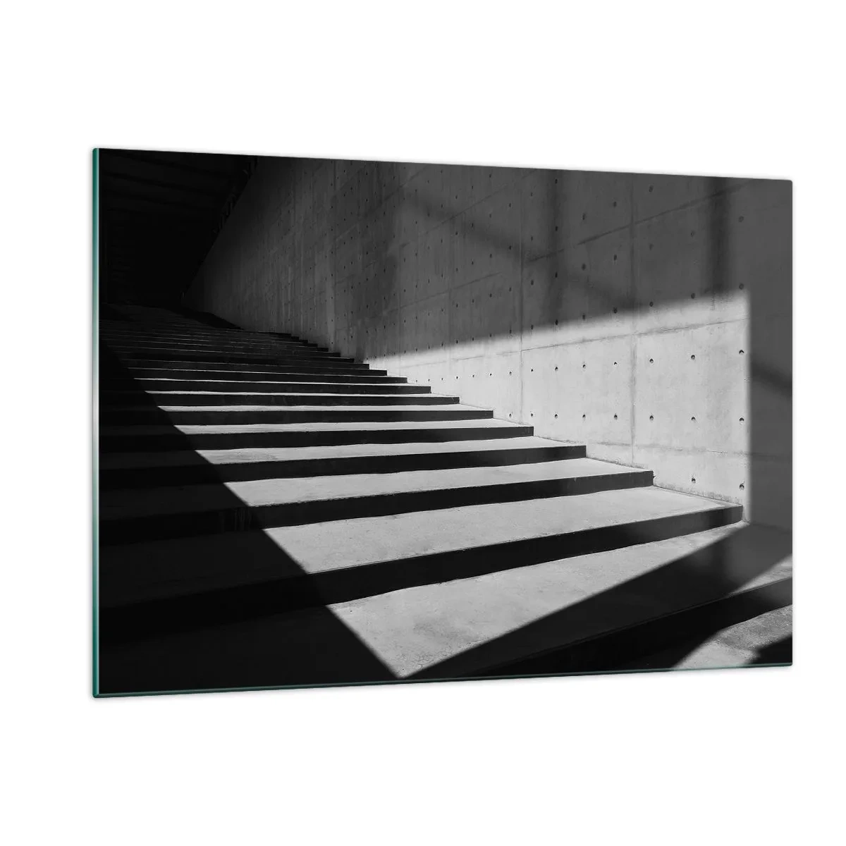 Quadro su vetro - Scale in cemento con luci e ombre nette in stile moderno - 120x80cm - La bellezza severa del modernismo - Decorazione murale moderna per soggiorno e camera da letto ARTTOR