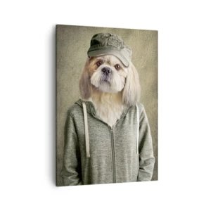 Quadro su tela - Stampe su Tela - Ritratti stilizzati di un leone, un cane e un elefante in abiti eleganti - 50x70cm - Preferisco casual - Decorazione murale moderna per soggiorno e camera da letto ARTTOR