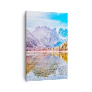 Quadro su tela - Stampe su Tela - Paesaggio montano autunnale con lago - 80x120cm - E nei monti è già autunno - Decorazione murale moderna per soggiorno e camera da letto ARTTOR