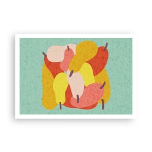 Poster - Pere astratte colorate su sfondo verde - 100x70cm - Assaggia il sole estivo - Decorazione murale moderna per soggiorno e camera da letto ARTTOR