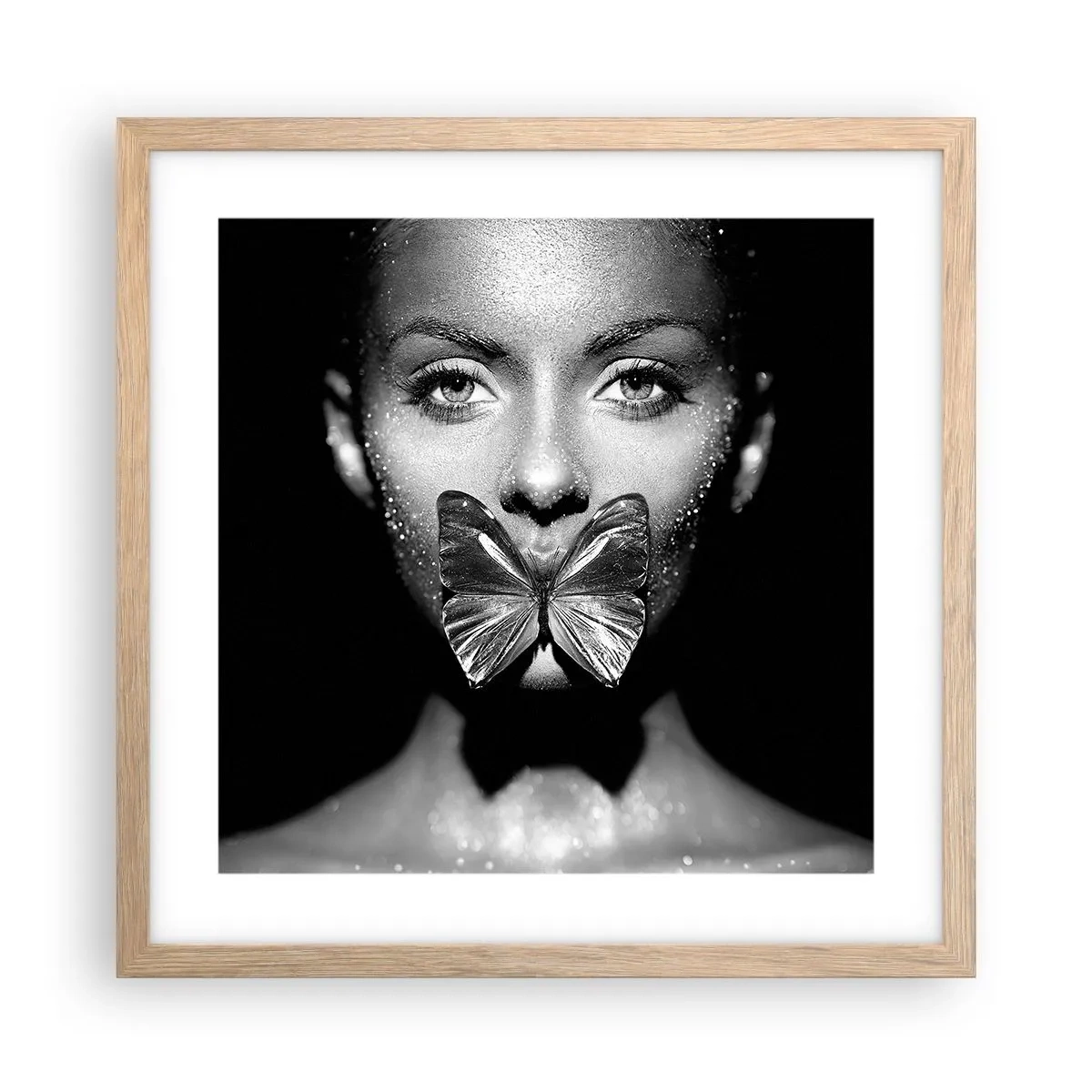 Poster in cornice rovere chiaro - Il bacio delle farfalle - 40x40 cm