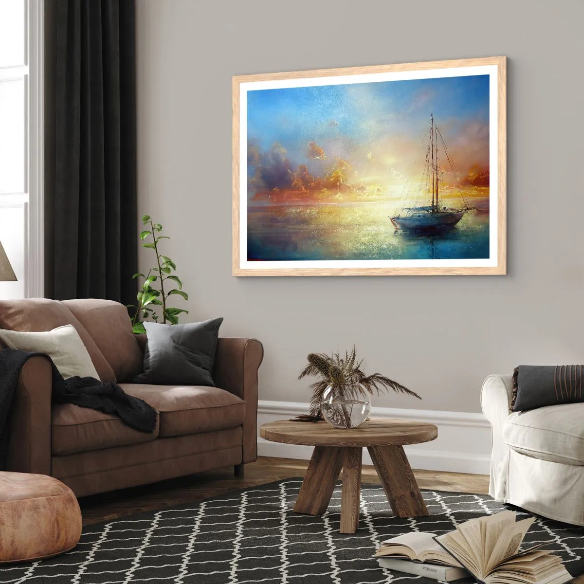 Poster in cornice rovere chiaro - Nella baia dorata - 40x30 cm