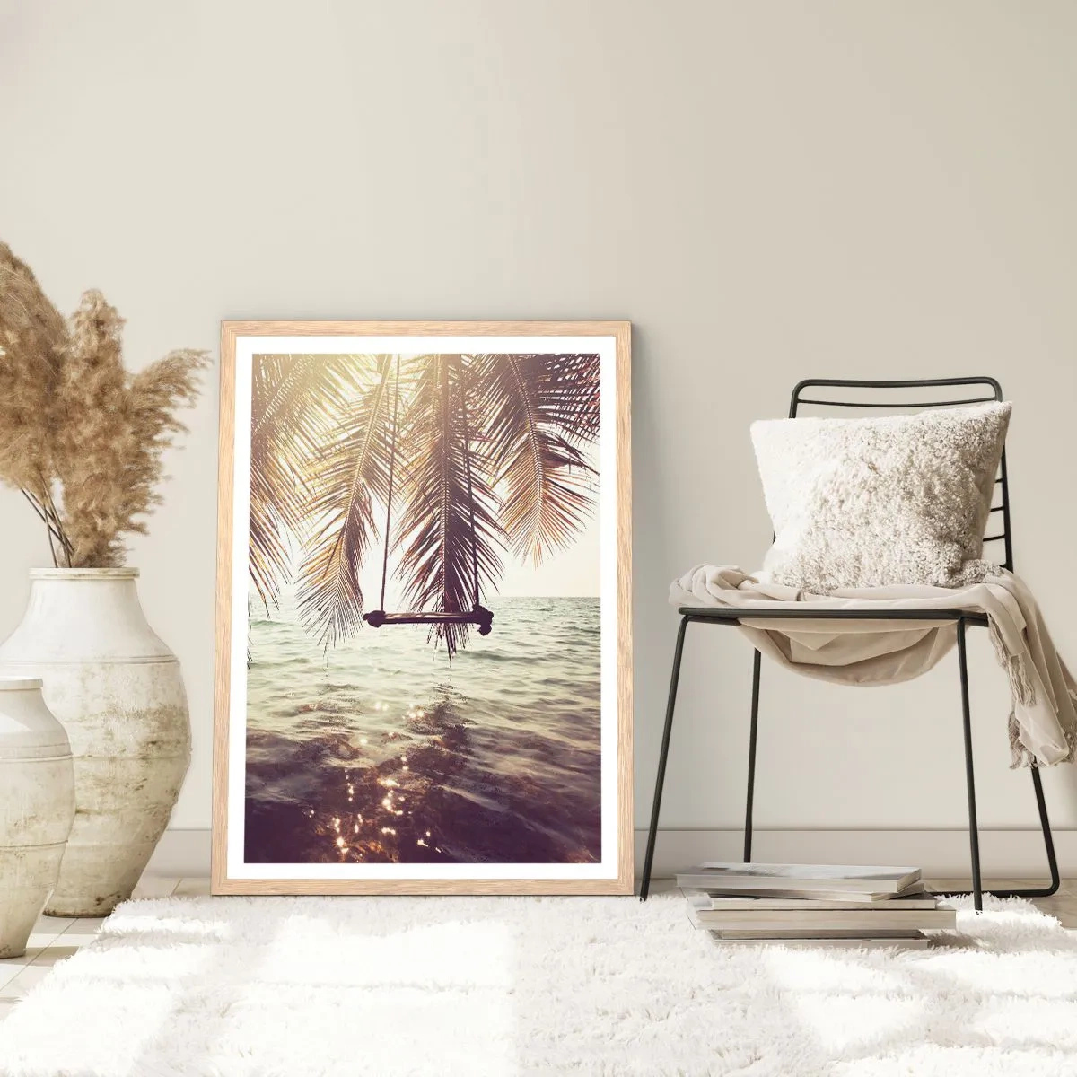 Poster in cornice rovere chiaro - Si può dondolare tra le nuvole a volontà - 70x100 cm