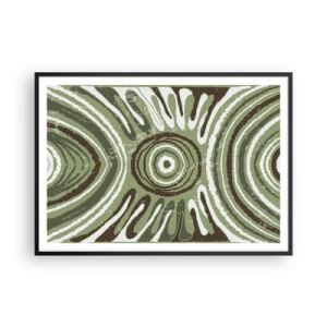 Poster in cornice nera - Motivi astratti nelle tonalità del verde e del marrone - 100x70cm - Esplosione di emozioni - Decorazione murale moderna per soggiorno e camera da letto ARTTOR