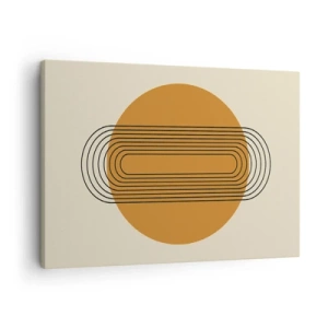 Quadro su tela - Stampe su Tela - Motivo geometrico con cerchi e linee arancioni - 70x50cm - Piano perfetto - Decorazione murale moderna per soggiorno e camera da letto ARTTOR
