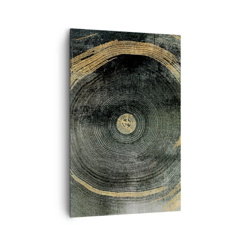 Quadro su tela - Stampe su Tela - Cerchi concentrici con accenti dorati - 80x120cm - Cambiamento e persistenza - Decorazione murale moderna per soggiorno e camera da letto ARTTOR