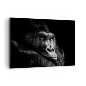 Quadro su tela - Stampe su Tela - Ritratto in bianco e nero di un maestoso gorilla - 100x70cm - E cosa guardi? - Decorazione murale moderna per soggiorno e camera da letto ARTTOR