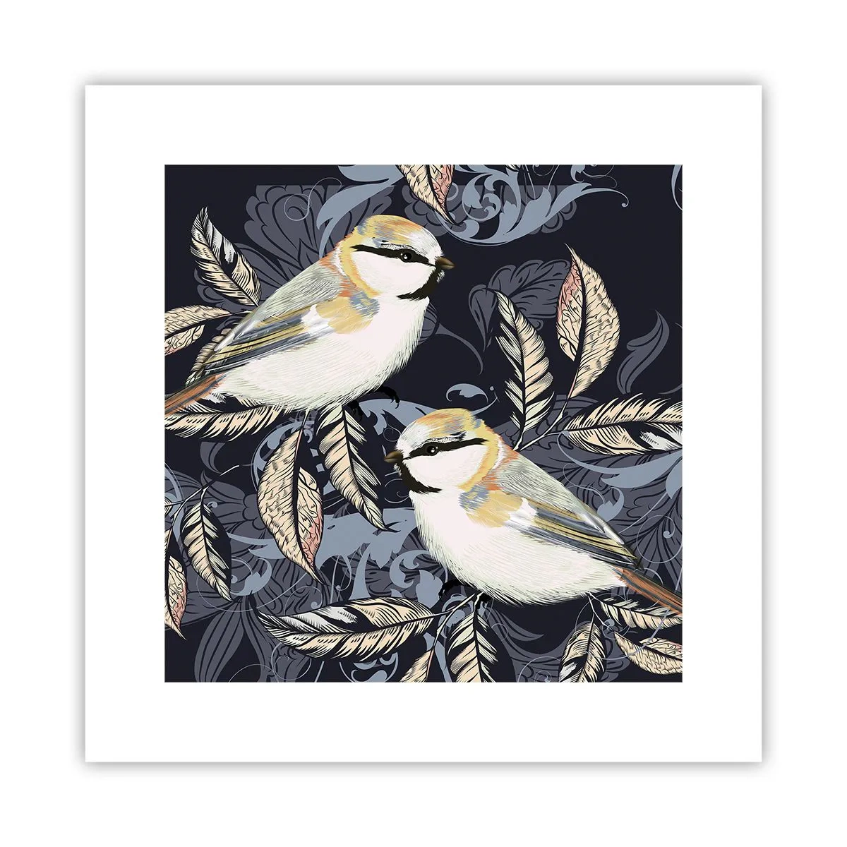 Poster - Cinguettio oro e blu - 30x30 cm