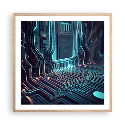 Poster in cornice rovere chiaro - Sto pensando qualcosa... - 60x60 cm