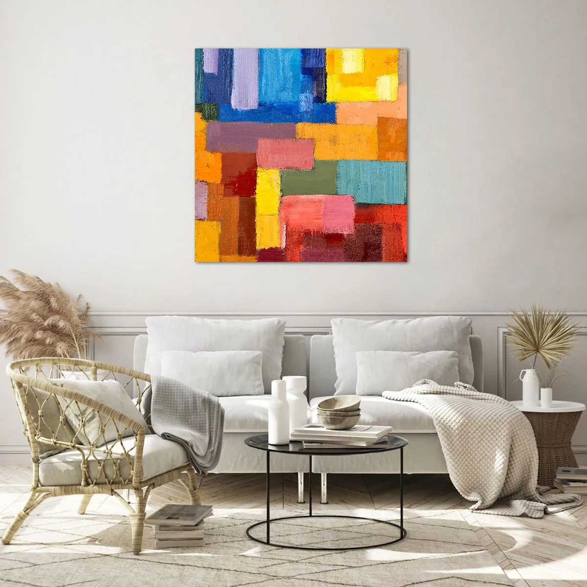 Quadro su vetro - Ognuno diverso, tutti colorati - 40x40 cm