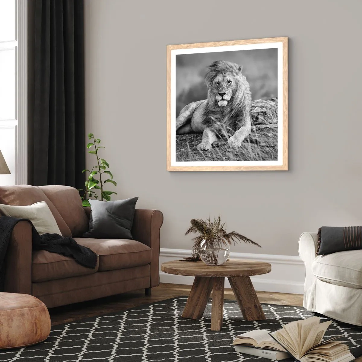 Poster in cornice rovere chiaro - La siesta del re - 40x40 cm