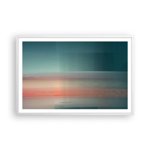 Poster in cornice bianca - Astrazione: onde di luce - 91x61 cm