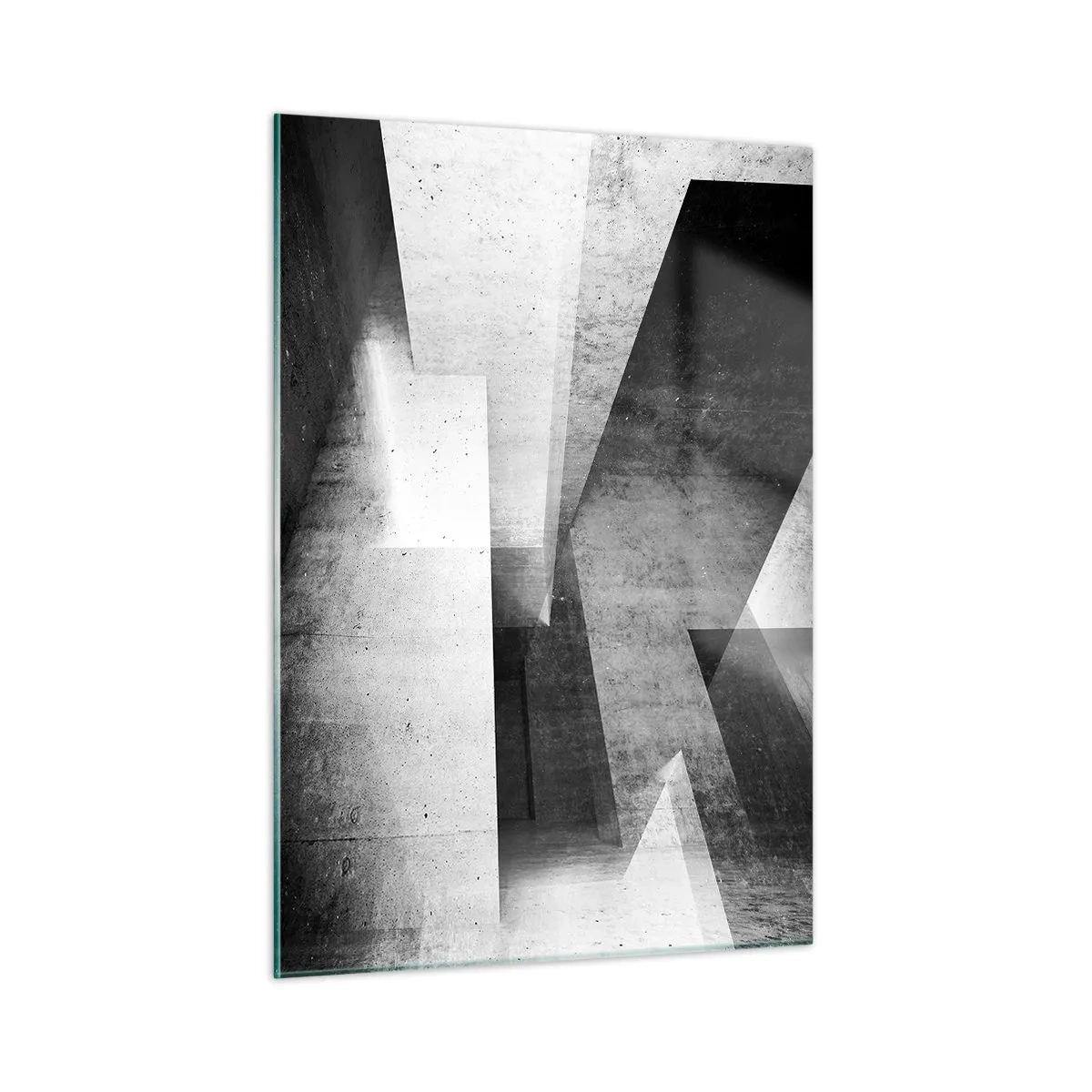 Quadro su vetro - Forme geometriche in cemento nei toni del bianco e del nero - 50x70cm - La struttura dello spazio - Decorazione murale moderna per soggiorno e camera da letto ARTTOR