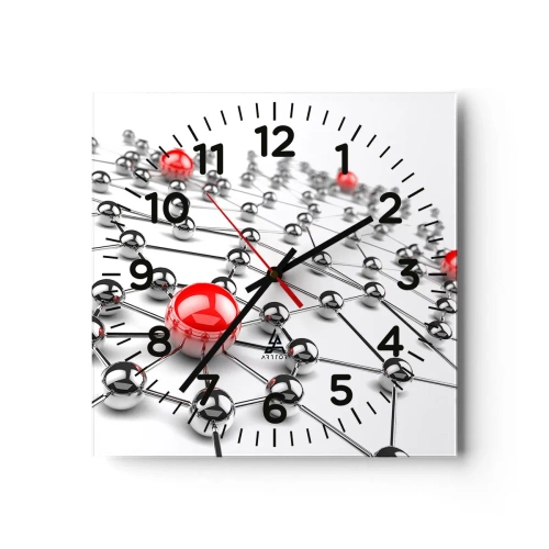 Orologio da parete - Orologio in Vetro - Rete argentea - 40x40 cm