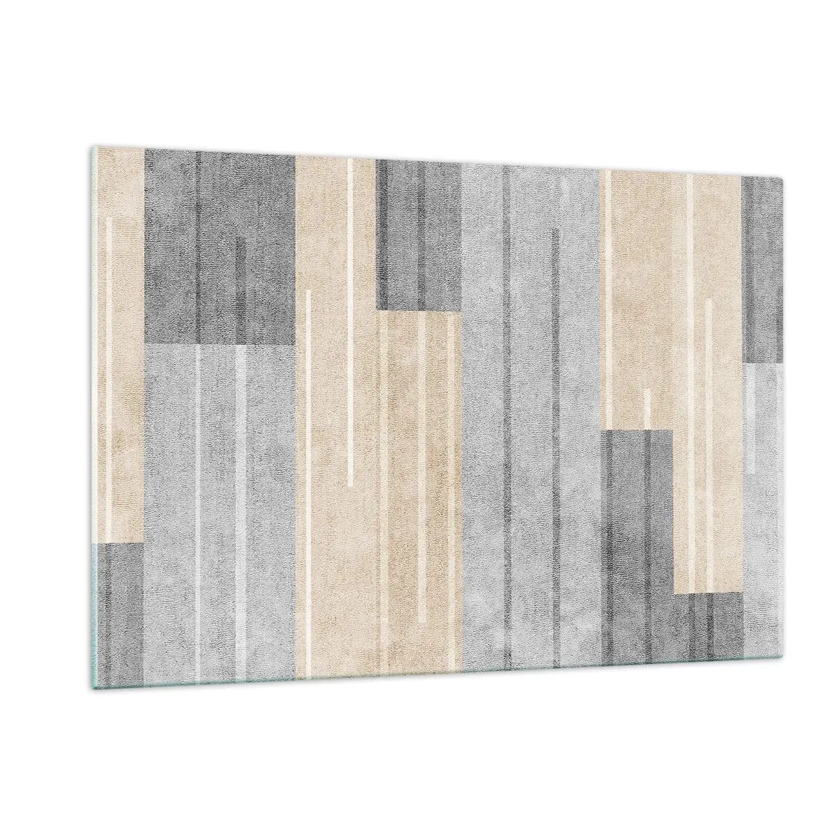 Quadro su vetro - Righe geometriche nei toni del grigio e del beige - 120x80cm - Composizione: rigare dritto - Decorazione murale moderna per soggiorno e camera da letto ARTTOR