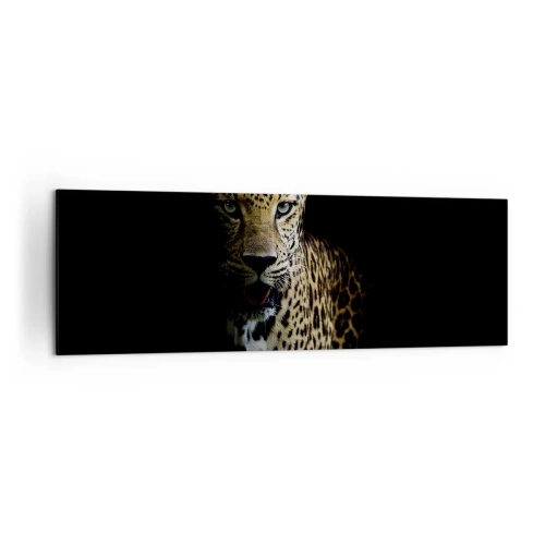 Quadro su tela - Stampe su Tela - Un leopardo su sfondo scuro con sguardo intenso - 160x50cm - Bellezza tenebrosa - Decorazione murale moderna per soggiorno e camera da letto ARTTOR