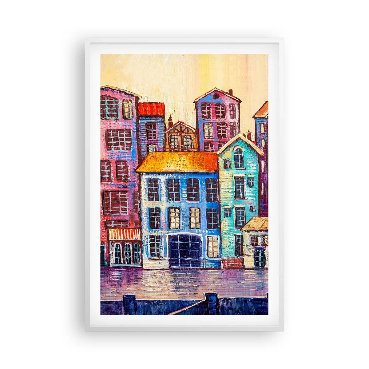 Poster in cornice bianca - Una città da favola - 61x91 cm